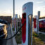 A Tesla charging station is seen at a travel plaza off Interstate-95 in Cecil County, Maryland. One of the funded projects includes efforts to deploy new electric vehicle charging stations along the Interstate-95 corridor in New Jersey, Connecticut, Delaware and Maryland. Credit: Tom Williams/CQ-Roll Call, Inc via Getty Images